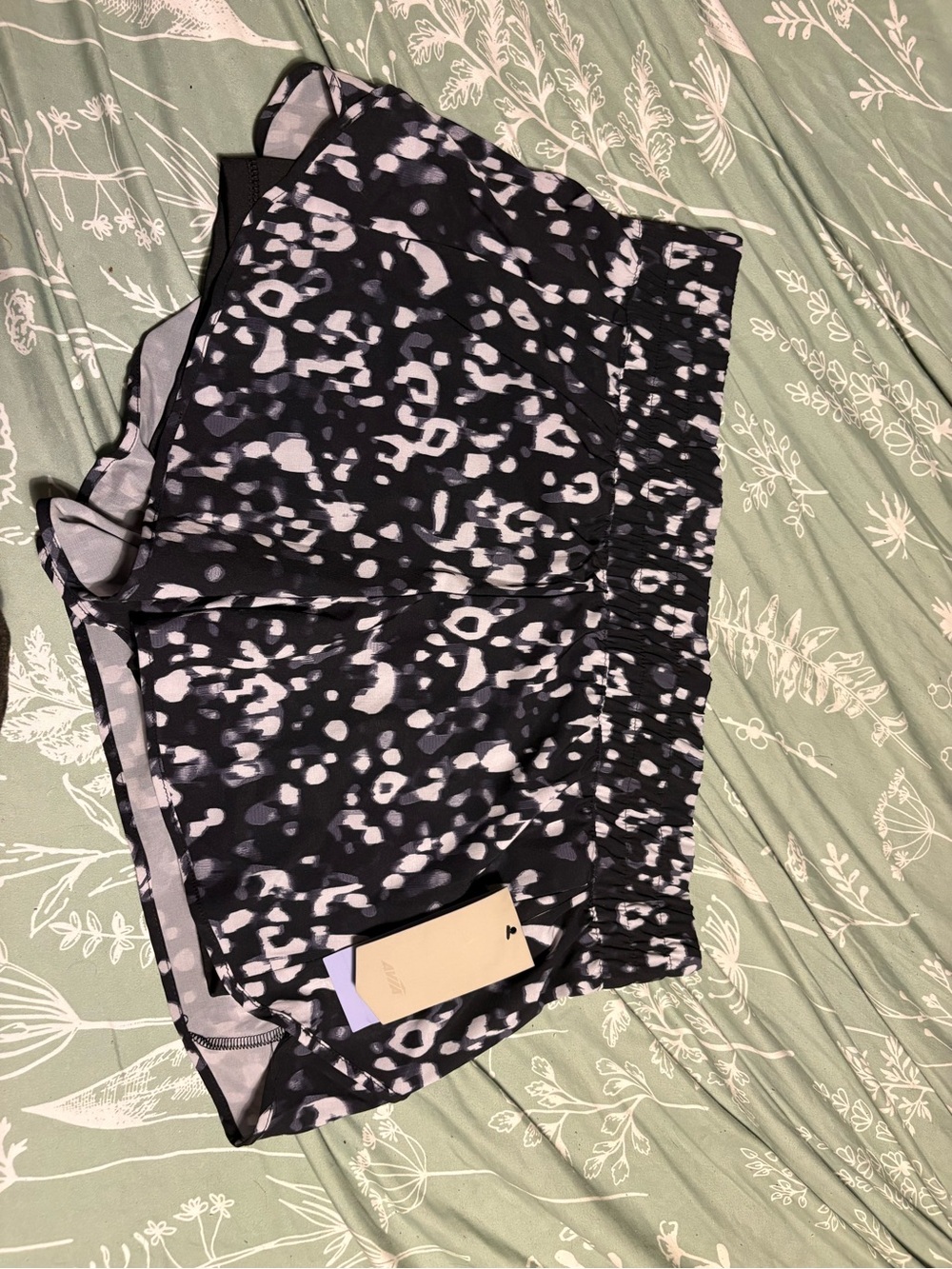 Avia Black & White Printed Athletic Shorts
